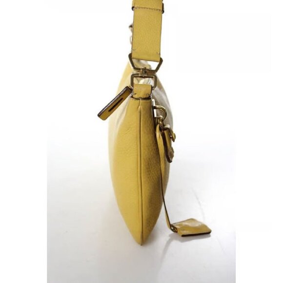Vintage 90s Prada Yellow Grained Leather Hobo Satchel with Top Zip - Picture 3 of 9